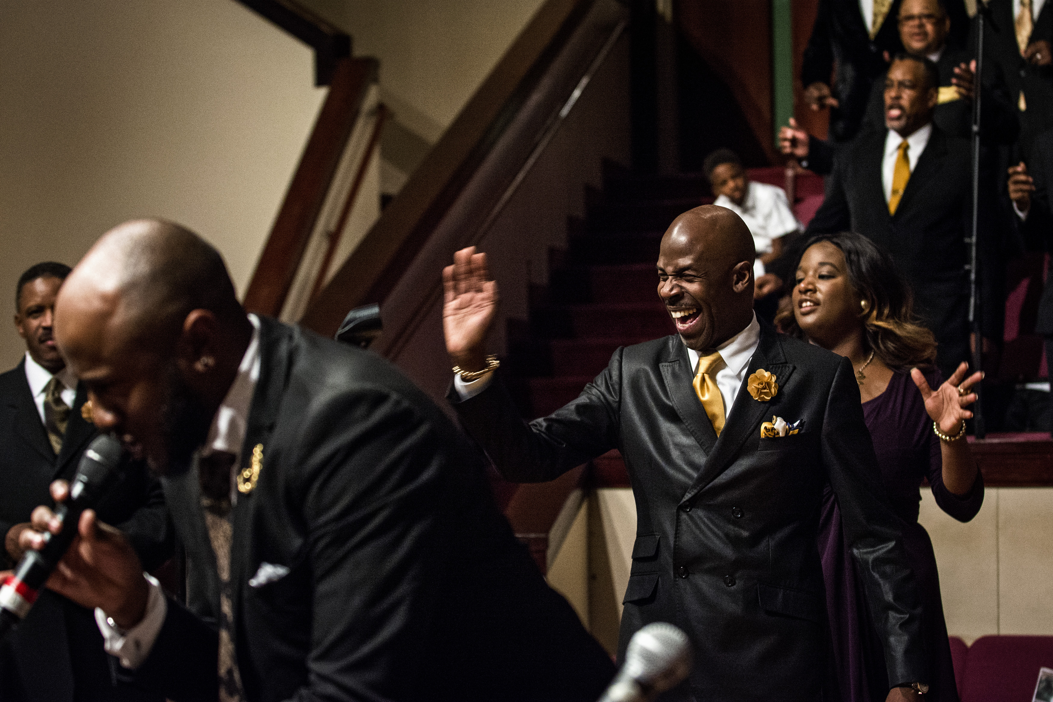 Ricky Dillard leads the choir in Sunday services at Ebenezer African Methodist Episcopal in Fort Washington, Maryland...