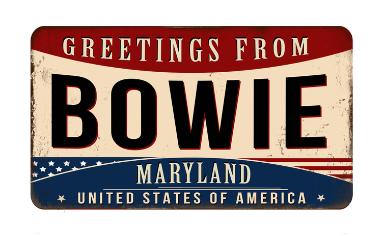Greetings from Bowie vintage rusty metal sign