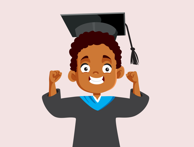 Happy Student Graduating and Celebrating with Excitement vector Character